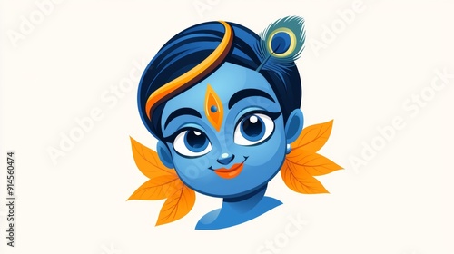 a cartoon avatar avatar of a woman with a blue face and orange hair photo