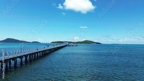 Wallpaper Mural Long landing pier in shallow water, southern part of Phuket island, viewed from a drone Torontodigital.ca