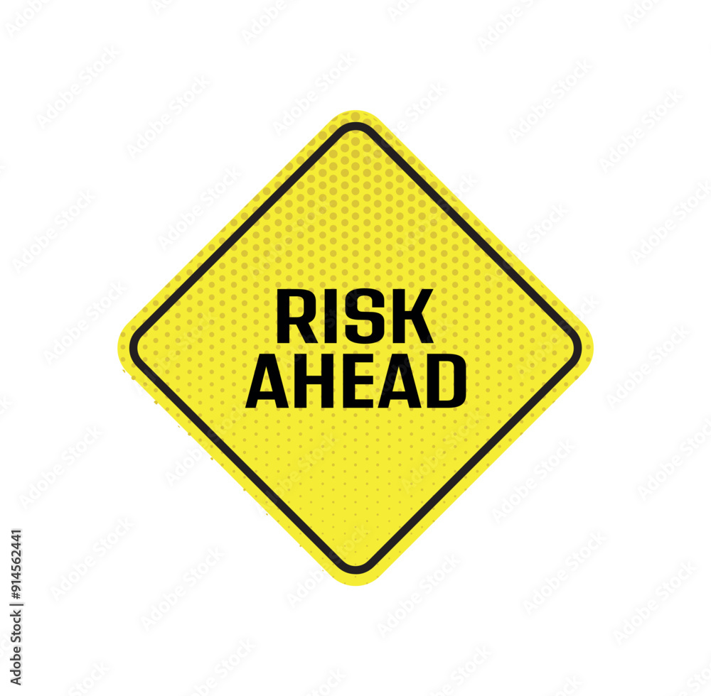 risk ahead text information sign risk ahead text information sign