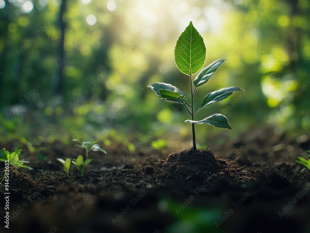 A tiny plant emerges from the earth, symbolizing new life and growth A tiny plant emerges from the earth, symbolizing new life and growth