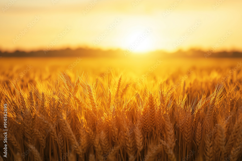 golden wheat field under the sunset sky golden wheat field under the sunset sky