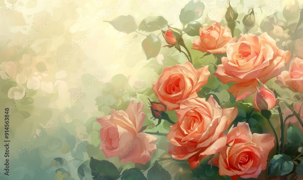 Romantic Background with Roses. Floral Wallpaper Romantic Background with Roses. Floral Wallpaper