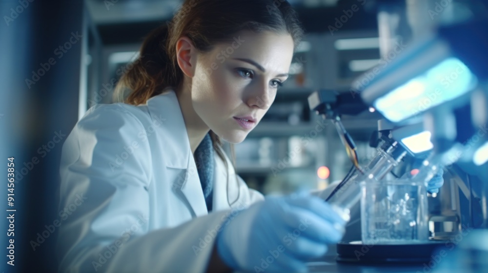 Focused Scientist Working in a Lab Focused Scientist Working in a Lab