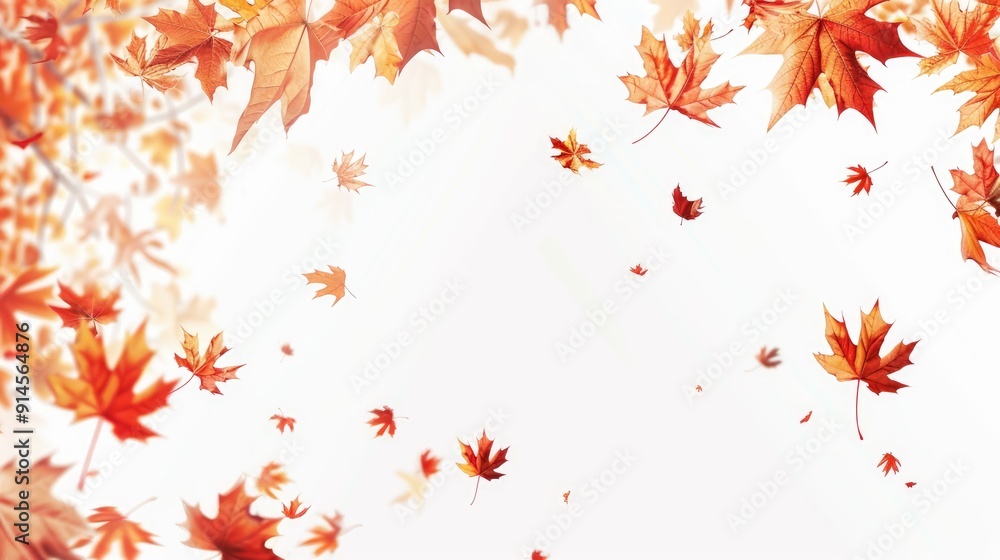 Autumn banner featuring falling maple leaves on a white background. Autumn banner featuring falling maple leaves on a white background.