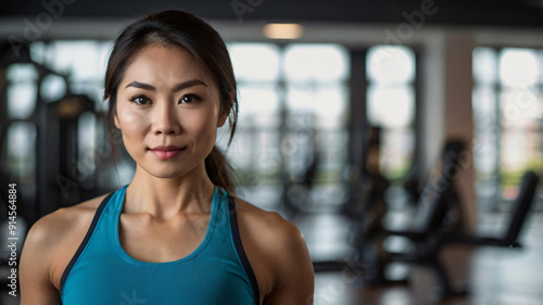 portrait of a fit asian female fitness instructor in a gym Free Download portrait of a fit asian female fitness instructor in a gym - GFXLoad