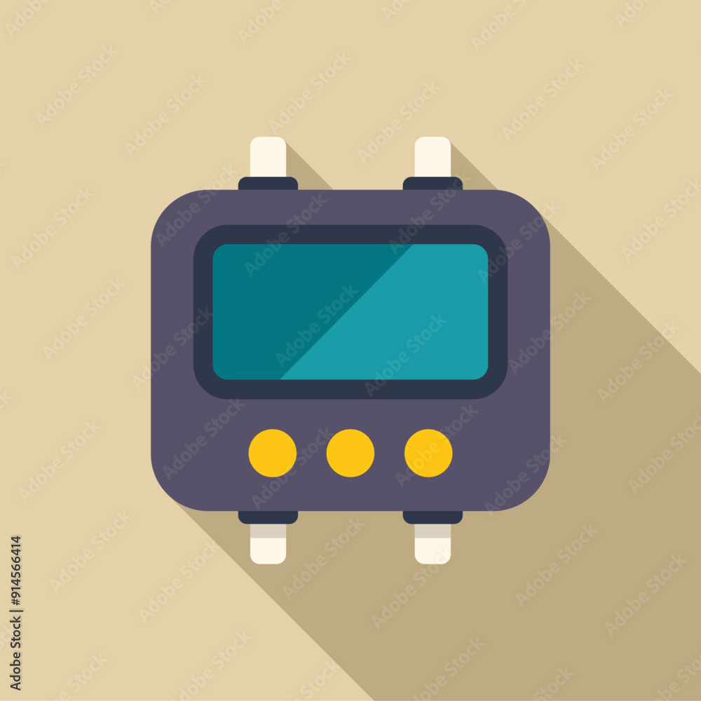 Electronic device with buttons and a screen displaying information in flat design style Electronic device with buttons and a screen displaying information in flat design style