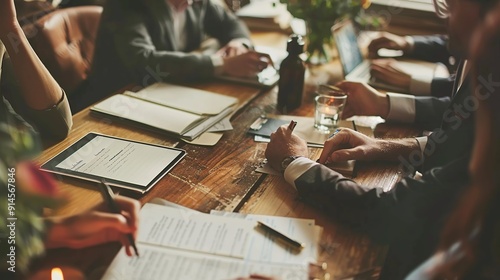 Business Meeting at a Cafe Table