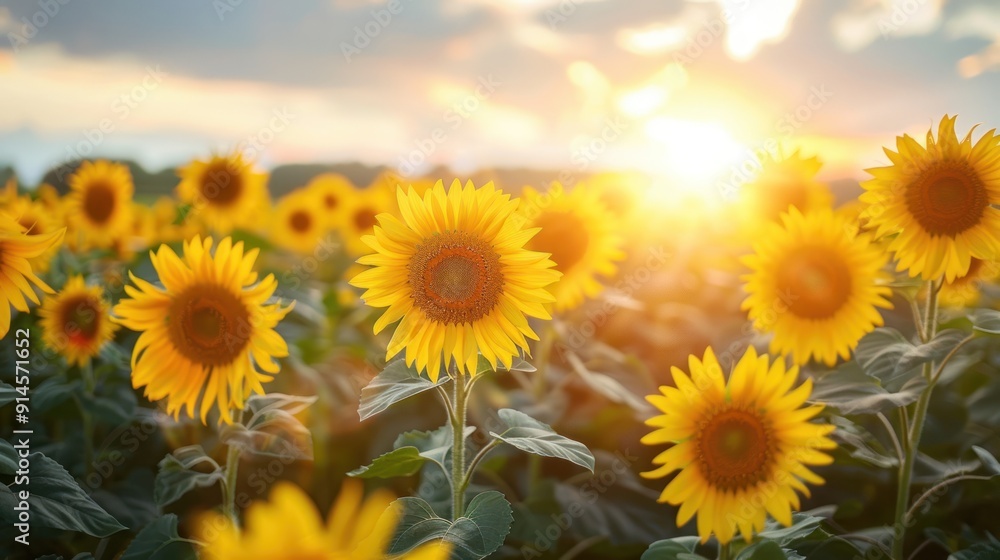 Obraz premium Sunflowers in Golden Hour