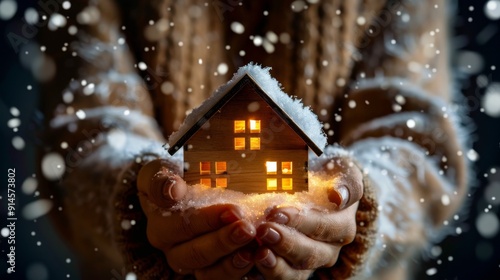Person Holding Small House in Hands