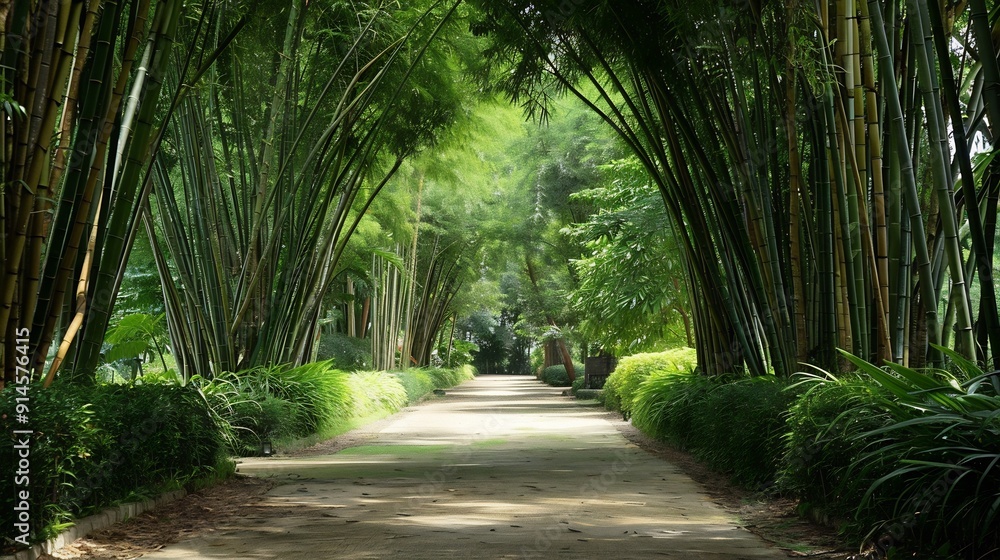 alley in a bamboo garden. alley in a bamboo garden.