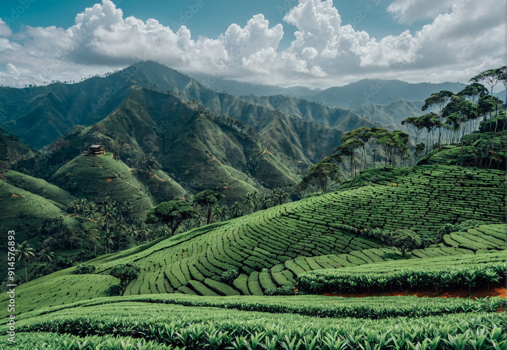 Aerial view of slopes with famous tea plantations in Sri Lanka. Ceylon. Aerial view of slopes with famous tea plantations in Sri Lanka. Ceylon.