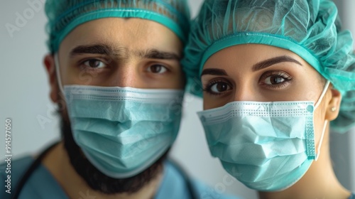 Man and Woman Wearing Surgical Masks