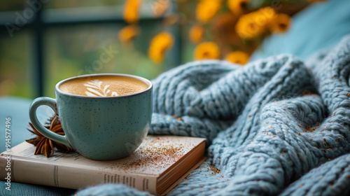 A Cup of Coffee and a Book on a Couch
