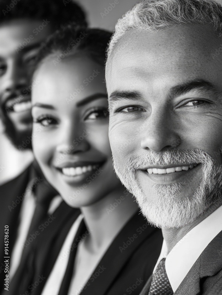 Portrait of a man surrounded by two women, in black and white Portrait of a man surrounded by two women, in black and white