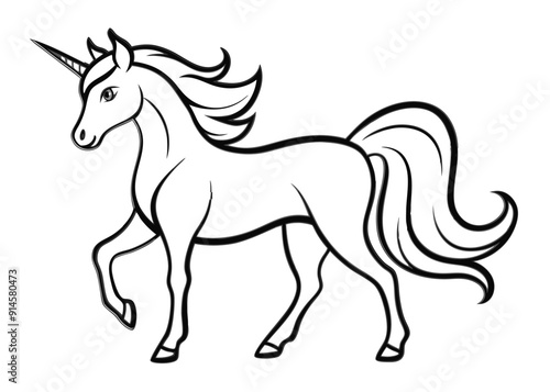 unicorn coloring page line art silhouette 
