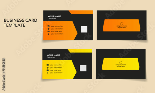 name card design with yellow , orange gradient