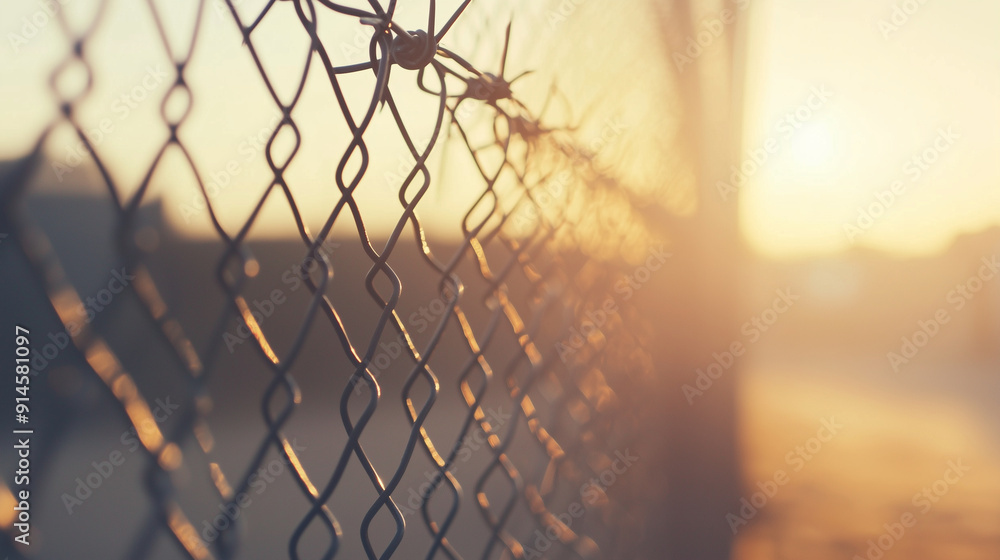 Detailed barbed wire on a fence, capturing the essence of restriction and defense, perfect for content about security, border enforcement, and protective boundaries. Photo Detailed barbed wire on a fence, capturing the essence of restriction and defense, perfect for content about security, border enforcement, and protective boundaries. Photo