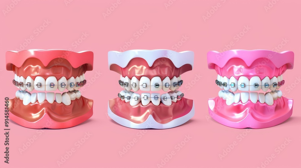 Orthodontic braces illustration clean and modern flat design for dental websites and education Orthodontic braces illustration clean and modern flat design for dental websites and education