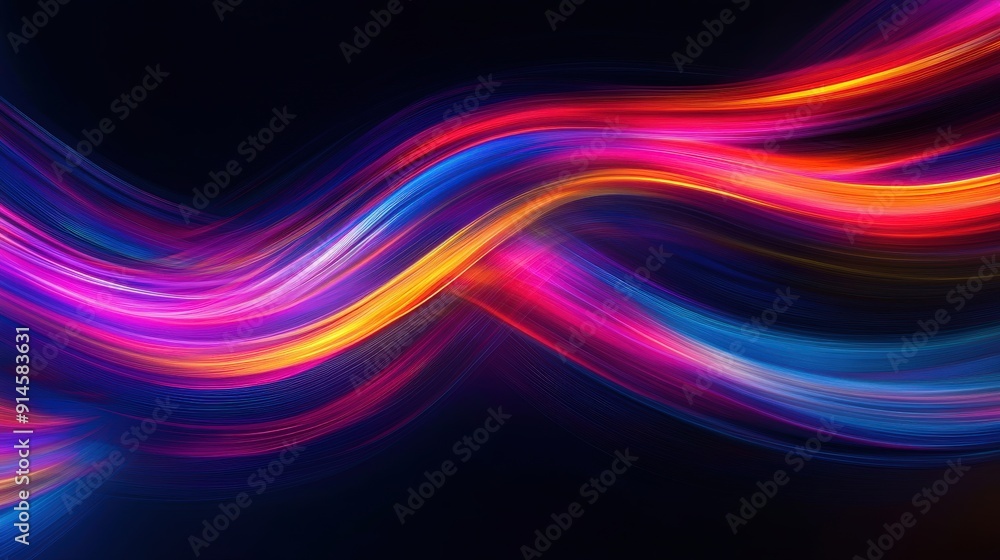 Obraz premium Abstract Image of Colorful Light Trails Captured in Motion Against a Dark Background