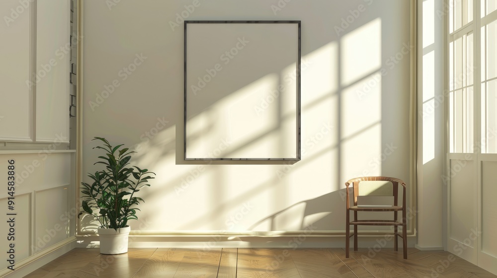 Obraz premium Empty artwork frame in gallery room