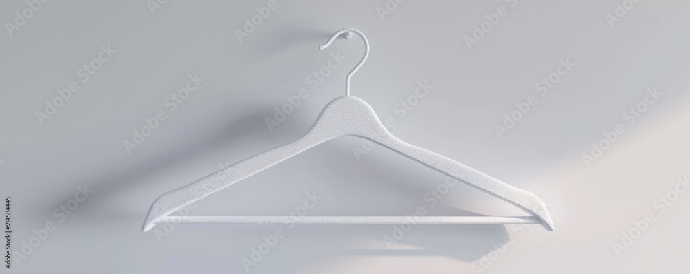 Isolated white clothes hanger on white background, 4K hyperrealistic photo Isolated white clothes hanger on white background, 4K hyperrealistic photo