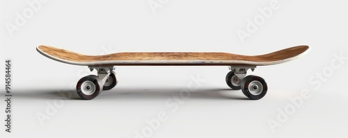 Isolated skateboard on white background, 4K hyperrealistic photo photo