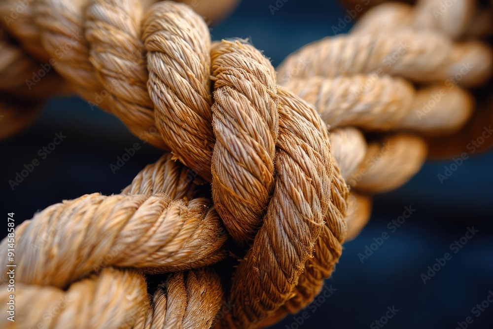 Close-Up of a Twisted Brown Rope Knot Close-Up of a Twisted Brown Rope Knot