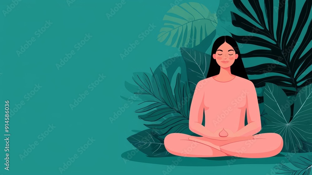 custom made wallpaper toronto digitalMeditation practice, stress relief exercises, flat design illustration