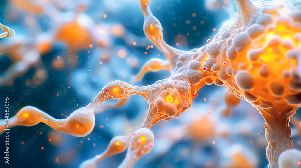 CloseUp View of Neurons and Synapses in the Brain, Exploring Complex Biological Interactions CloseUp View of Neurons and Synapses in the Brain, Exploring Complex Biological Interactions