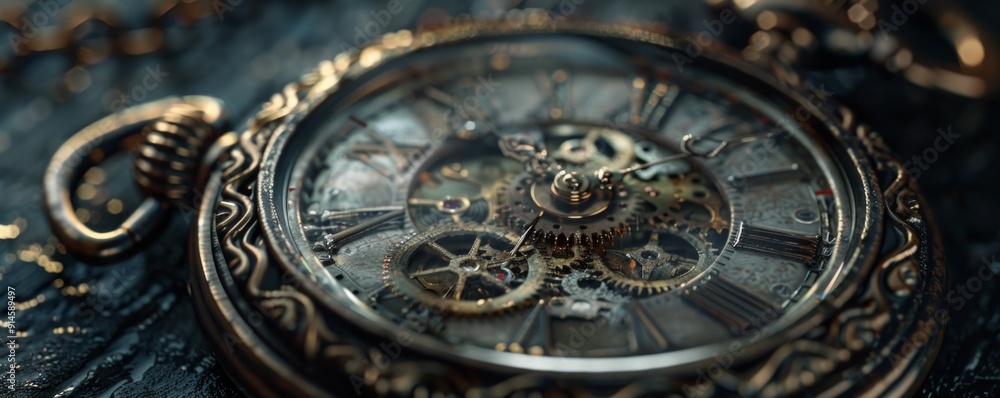 Antique pocket watch with intricate gears and a weathered face, 4K hyperrealistic photo Antique pocket watch with intricate gears and a weathered face, 4K hyperrealistic photo