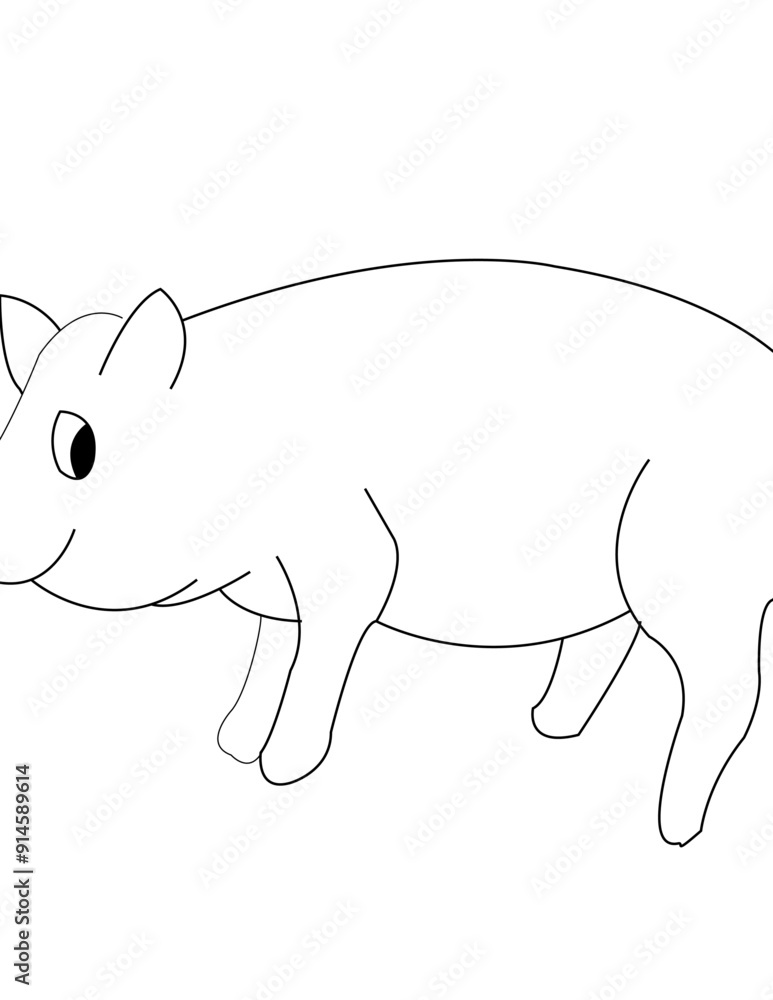 Fototapeta premium Funny Pig coloring pages, Pig coloring pages, Animal Coloring page Funny Pig coloring page Design for Kids Children preschool stock vector style illustration