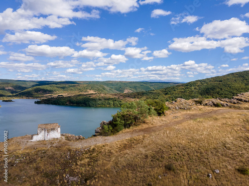 Aerial view of Pchelina Reservoir, Bulgaria photo