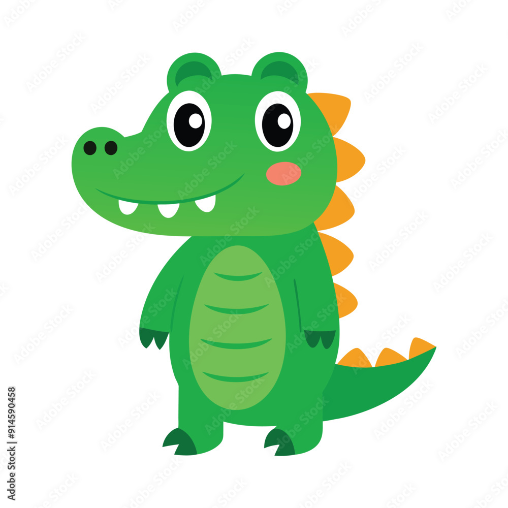Naklejka premium Adorable Cartoon Crocodile Illustration for Kids