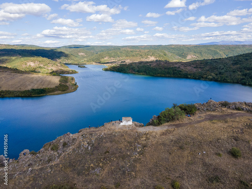 Aerial view of Pchelina Reservoir, Bulgaria