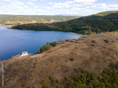 Aerial view of Pchelina Reservoir, Bulgaria