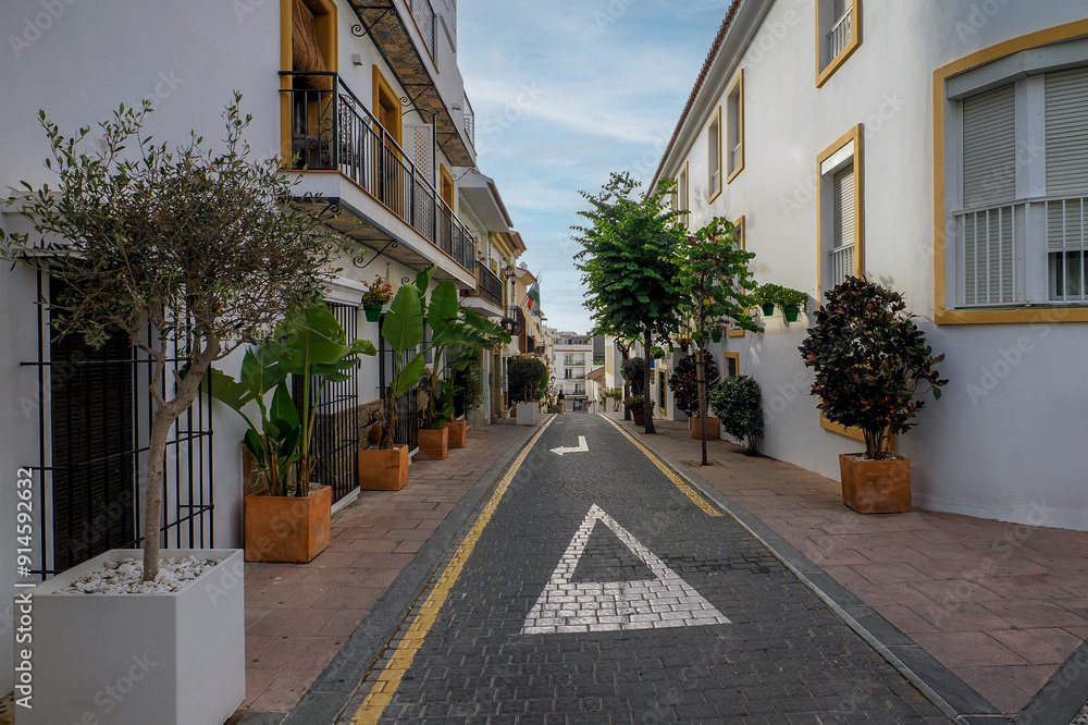 Fragment of the old town of the beautiful town of Estepona - a city located in southern Spain, near Malaga in Andalusia. The photo was taken on June 07, 2024 Fragment of the old town of the beautiful town of Estepona - a city located in southern Spain, near Malaga in Andalusia. The photo was taken on June 07, 2024