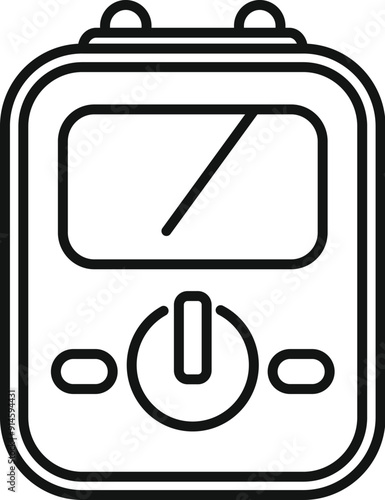 Digital multimeter is measuring electrical current with display showing the result of measurement