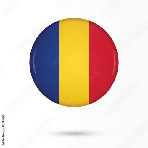 Romania Flag Glossy Round Emblem, Shining with Reflective Surface High-Quality Vector Illustration for Modern Designs, National Celebrations, Graphic Projects, Great Union Day 1st December celebration Free Download Romania Flag Glossy Round Emblem, Shining with Reflective Surface High-Quality Vector Illustration for Modern Designs, National Celebrations, Graphic Projects, Great Union Day 1st December celebration - GFXLoad