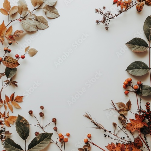 White Frame Surrounded by Fall Decor
