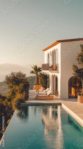 Traditional Mediterranean White House with Pool and Stunning Sea View