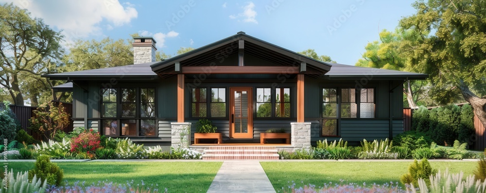 American Craftsman architecture, handcrafted woodwork, focus on, early 20th century, surreal, blend mode, bungalow American Craftsman architecture, handcrafted woodwork, focus on, early 20th century, surreal, blend mode, bungalow