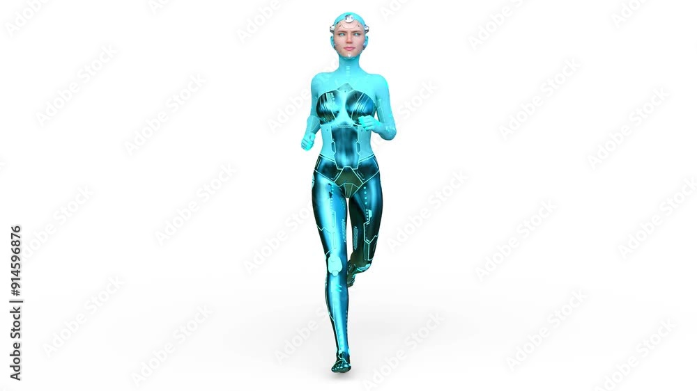 走るサイバーウーマン 3DCGレンダリング 走るサイバーウーマン 3DCGレンダリング