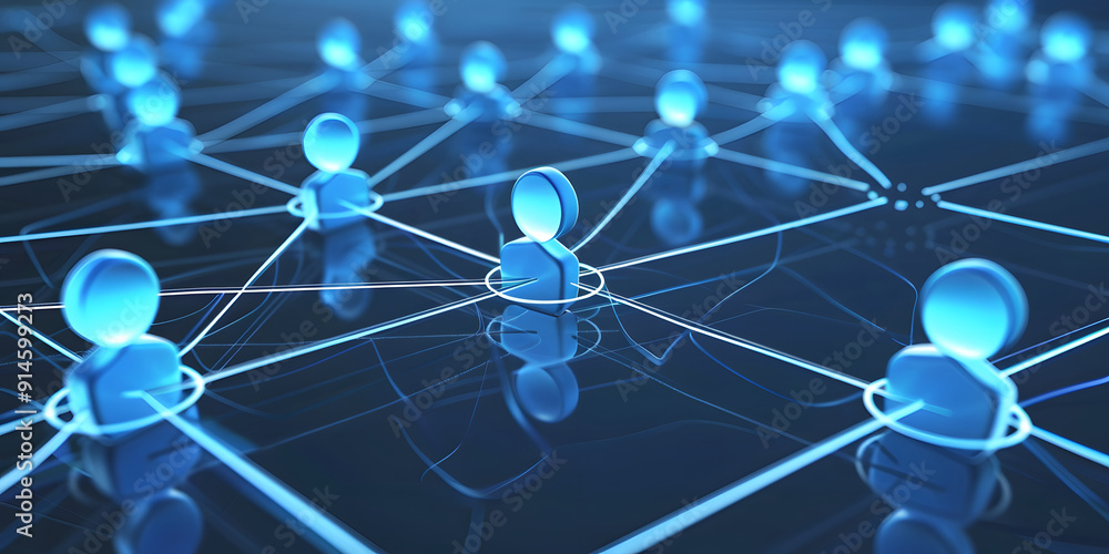 abstract geometric background with many people icons. blue background visualizing social networks or the Internet web. 3d rendering abstract geometric background with many people icons. blue background visualizing social networks or the Internet web. 3d rendering