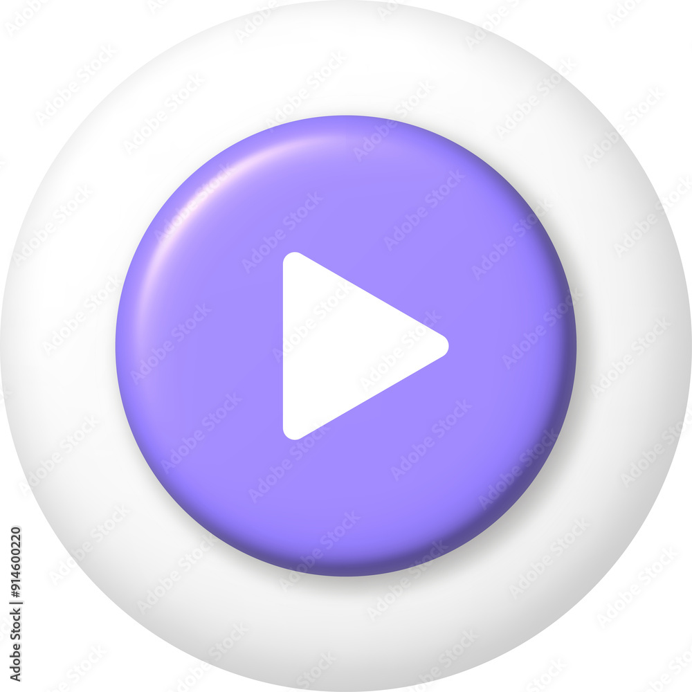 3d icon. Purple start button on white button. PNG illustration. 3d icon. Purple start button on white button. PNG illustration.
