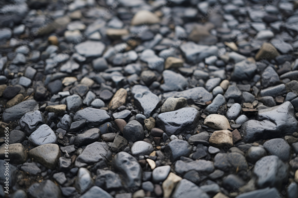 Processed collage of wet pebble stones on asphalt texture. Background for banner, backdrop Processed collage of wet pebble stones on asphalt texture. Background for banner, backdrop