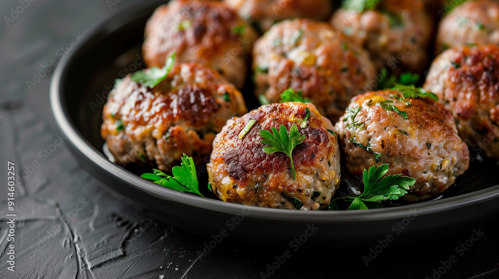 plain meatballs. Black background plain meatballs. Black background