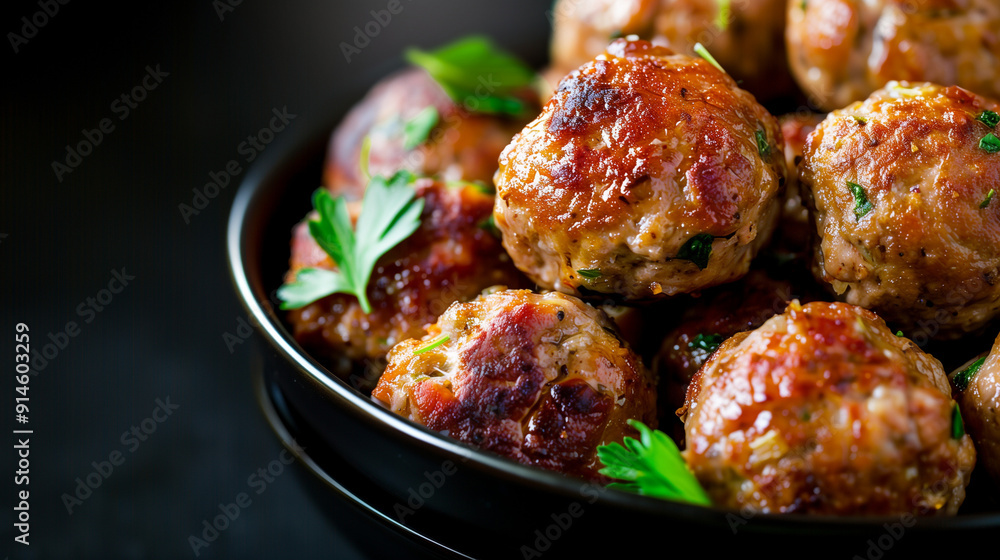 plain meatballs. Black background plain meatballs. Black background