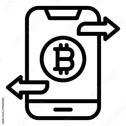 Mobile transaction icon for bitcoin and crypto payments.