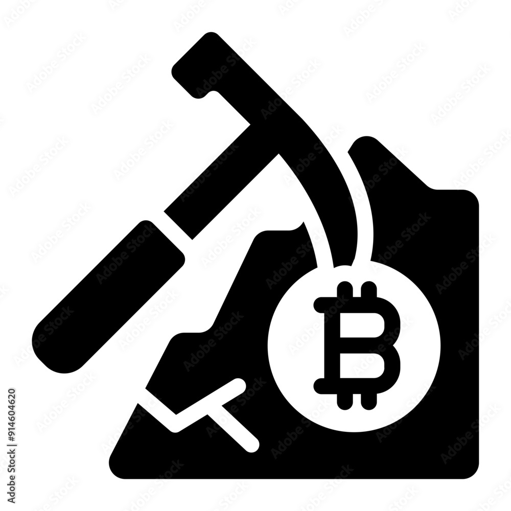 Mining of bitcoin icon. Mining of bitcoin icon.