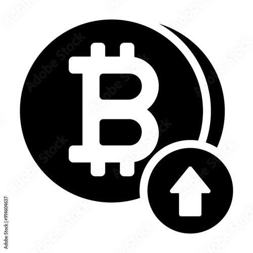 Increase value of bitcoin with a growth arrow.